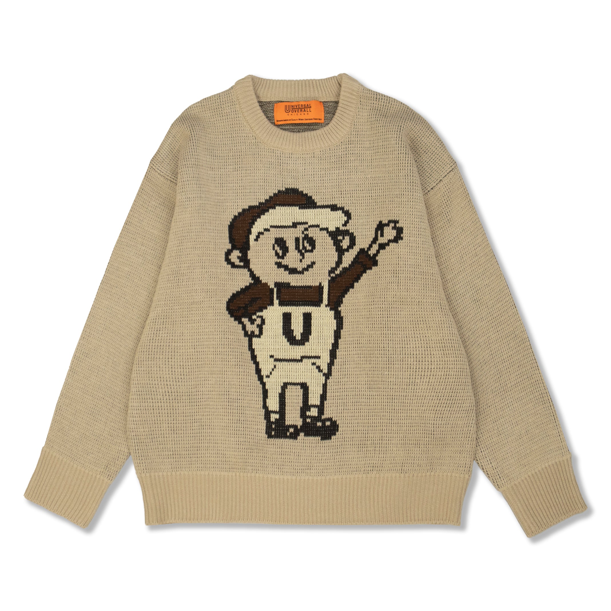 未使用品 ユニバーサルオーバーオール UNIVERSAL OVERALL 23AW 配色ニットVネックカーディガン 長袖 L アイボリー ボルドー COLLECTION - 2023autumn | UNIVERSAL OVERALL